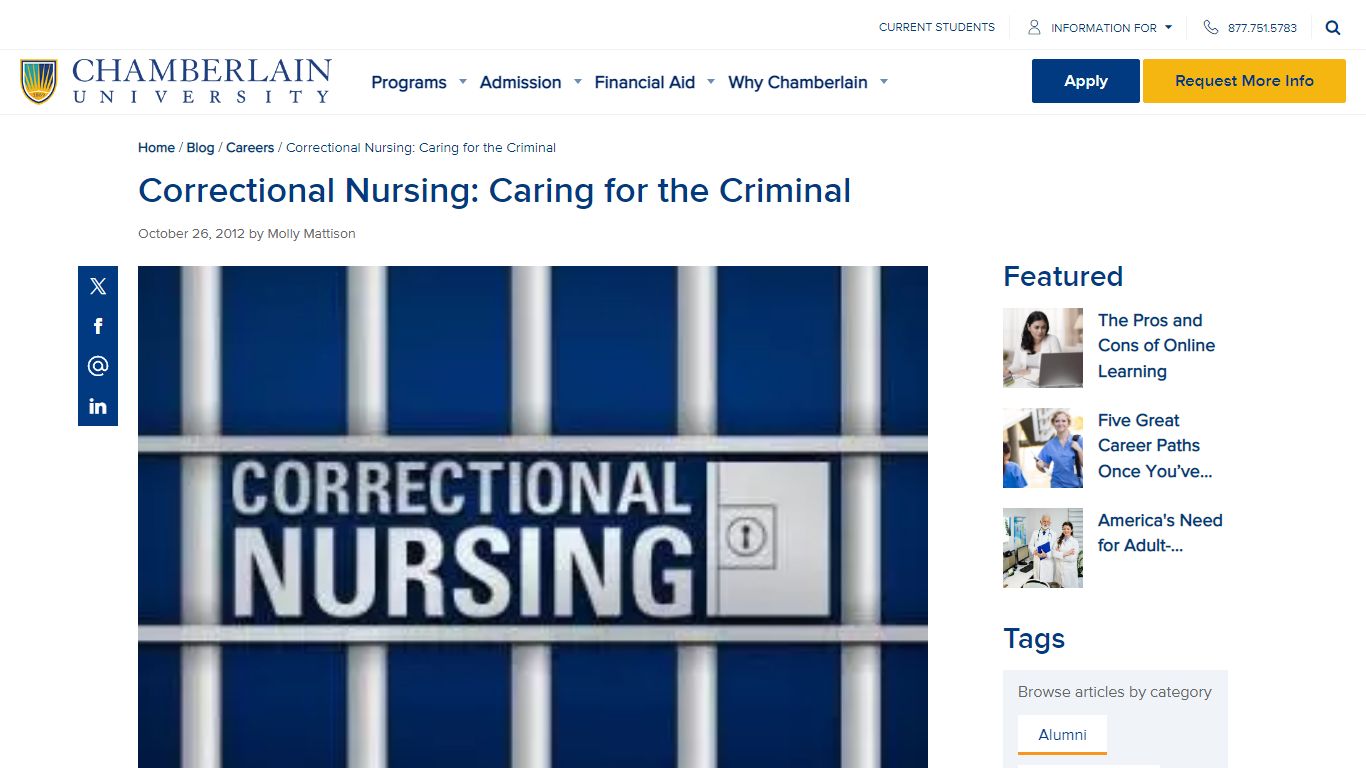 Correctional Nursing: Caring for the Criminal - Chamberlain University